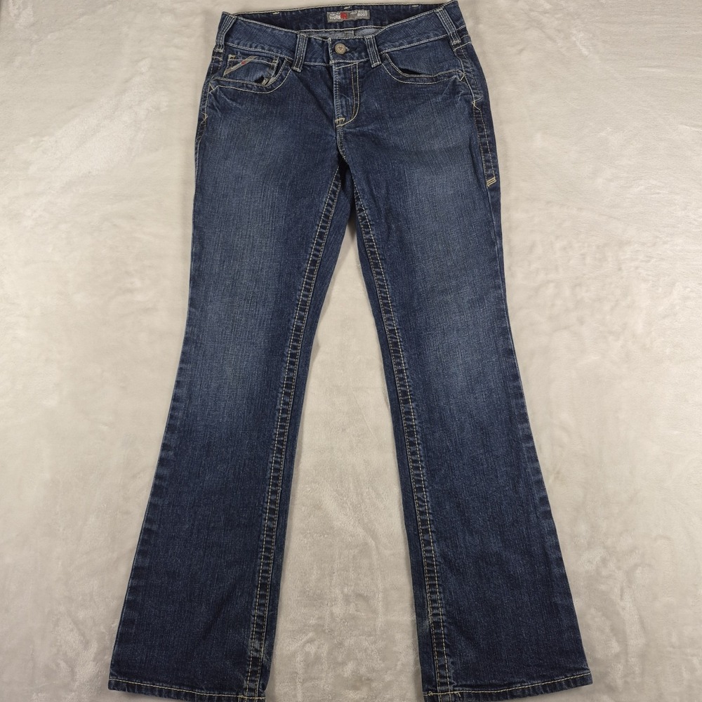 Ariat Mid Rise Boot Cut FR Jeans Women's 30R 32" Inseam Blue Denim Workwear